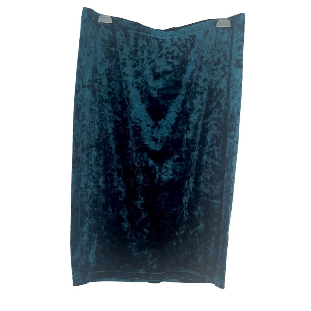 Monroe Main Women’s Sz XL Green Velvet Midi Skirt Festive Holiday Christmas